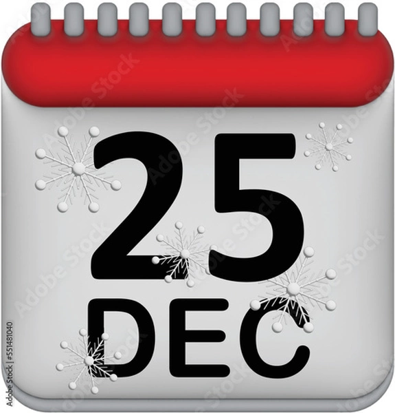 Fototapeta Calender  3d daily date Christmas edition
