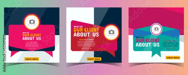 Fototapeta Modern and creative Client testimonials or customer feedback social media post web banner template