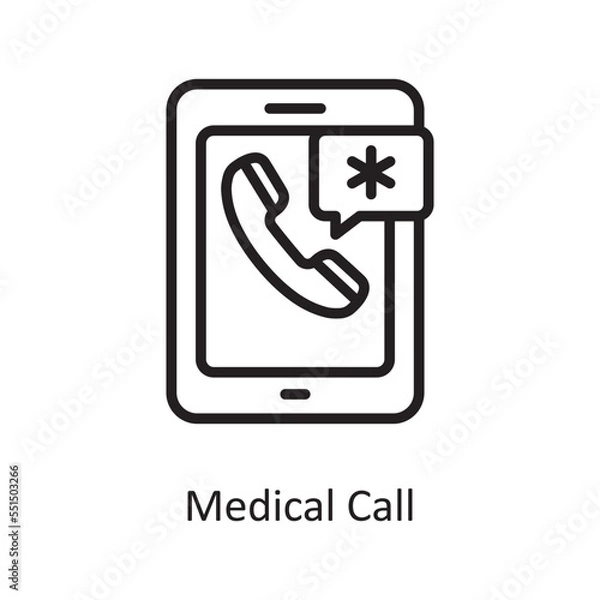 Fototapeta Medical Call Vector Outline Icon Design illustration. Medical Symbol on White background EPS 10 File