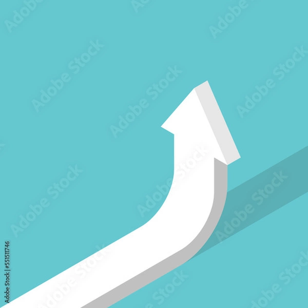 Fototapeta Isometric bent arrow. Increase, exponential growth, aspiration, change, development, breakthrough and investment concept. Flat design. EPS 8 vector illustration, no transparency, no gradients