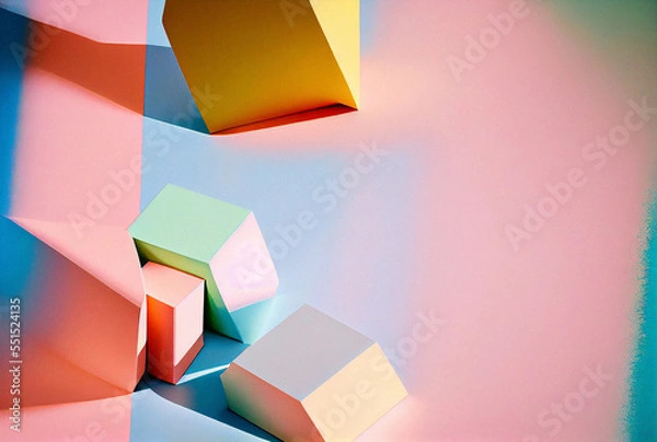 Obraz Minimalistic abstract composition of various colorful shapes and elements. 	
