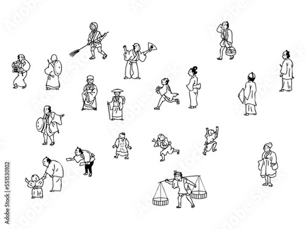 Obraz 江戸の人 白黒　02