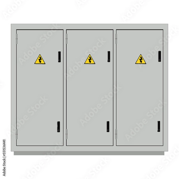 Fototapeta Electrical box, industrial electrical control panel. Substation. Vector image