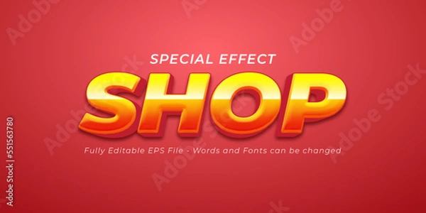 Fototapeta Shop editable text effect 3d style template