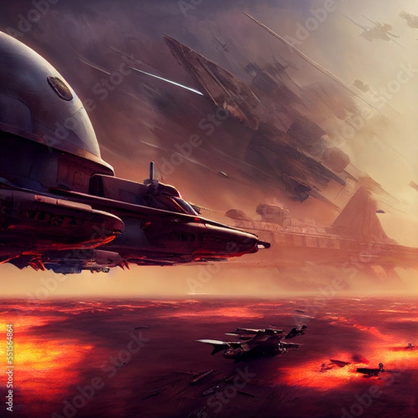 Obraz rocket space battle in the night