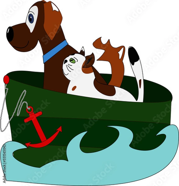 Fototapeta Kot i pies przyjaciele spędzają razem czas