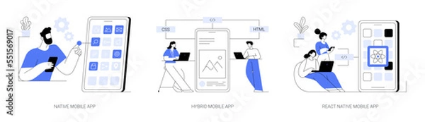 Fototapeta Smartphone application abstract concept vector illustrations.