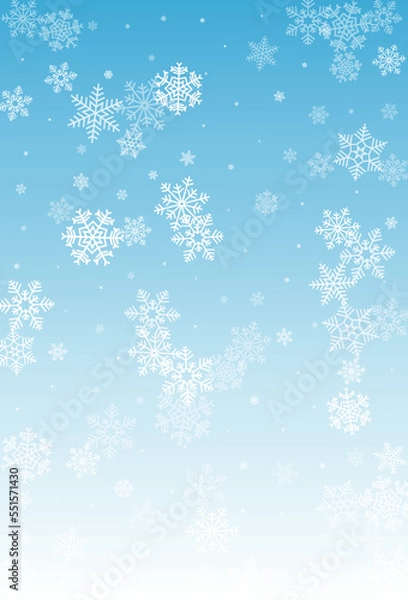 Fototapeta White Snowflake Vector Blue Background. Xmas