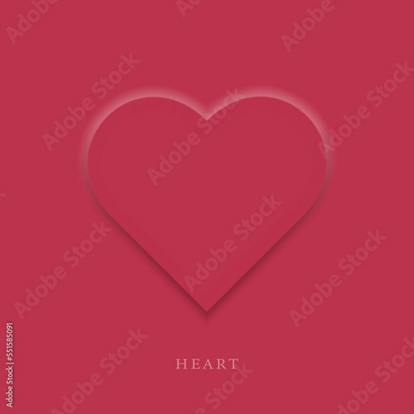 Fototapeta Heart in neumorphic style on a magenta background. Valentine's Day greeting card. Vector illustration.