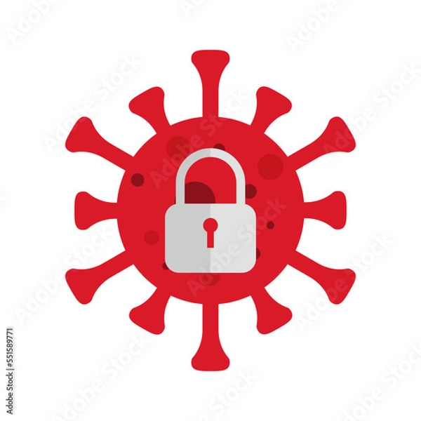 Obraz Corona virus Lock down symbol. Lock down concept for virus outbreak
