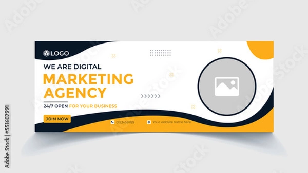 Fototapeta Digital marketing Abstract shape and fecebook banner template