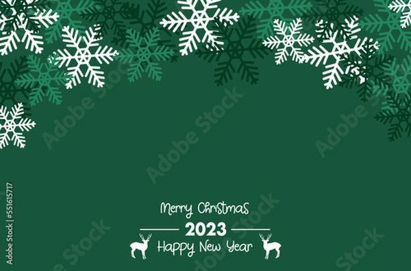 Fototapeta Beautiful lively Merry Christmas background, green Christmas background vector, cute snowflakes Christmas background, beautiful green powerpoint background, Merry Christmas and happy new year vector.