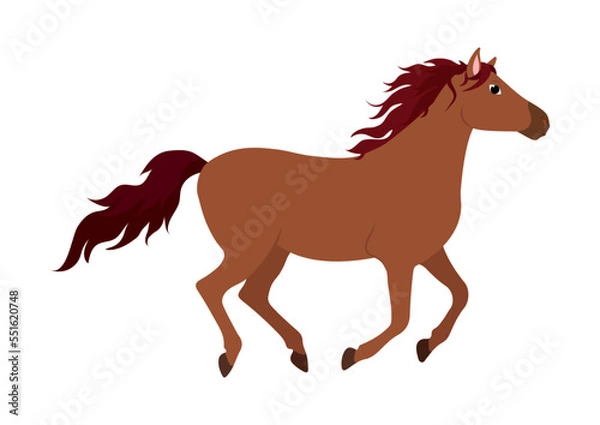 Obraz Running Horse On Flat Style Isolated On White Background Vector