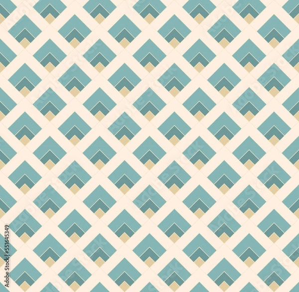 Fototapeta Light blue and beige square pattern. Decorative geometric background.