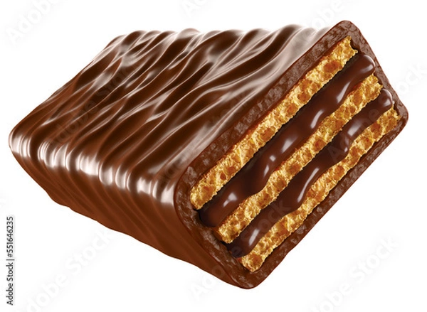 Obraz Chocolate coated on Crispy wafer, Design for Packaging Concept, with Clipping path 3d illustration