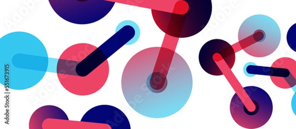 Fototapeta Abstract background. Round dots connected by lines. Trendy techno business template for wallpaper, banner, background or landing