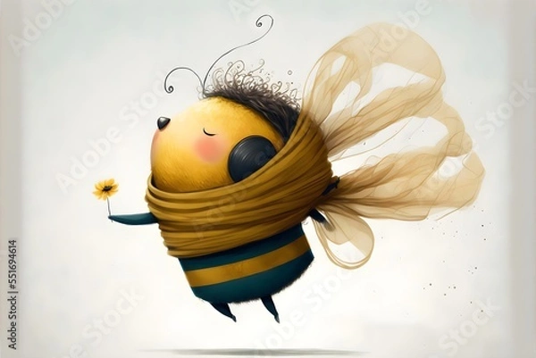 Fototapeta A beautiful and cute bee illustration