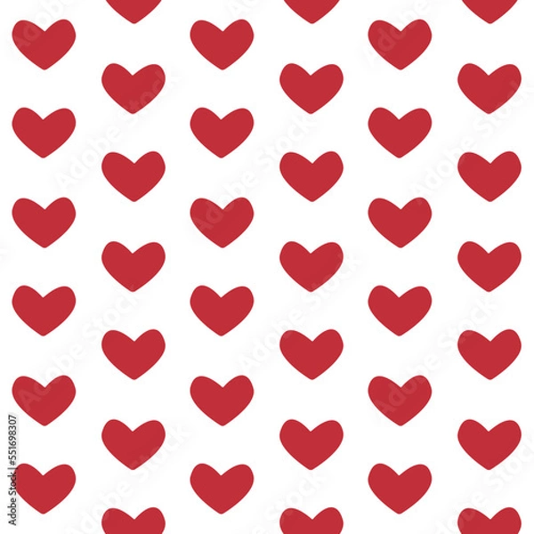 Fototapeta Vector seamless pattern of hand drawn flat heart isolated on white background