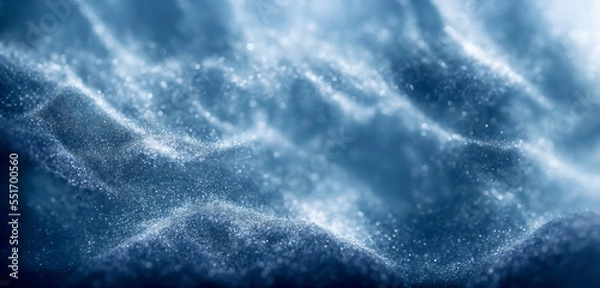 Obraz a blue Particle background with a sense of movement or dynamism. Swirling and flowing sparkles, stardust and shiny glitter. Backgrounds for wallpaper, website banners, brochures. Generative AI