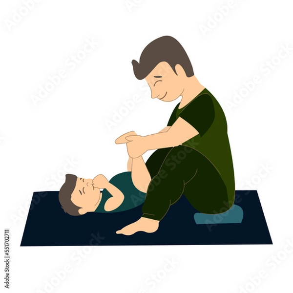 Obraz Yoga papá y bebé