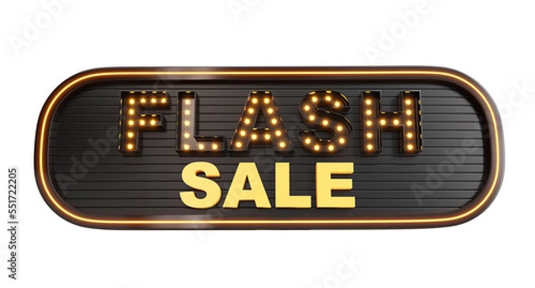 Fototapeta 3d label flash sale with lights bulb