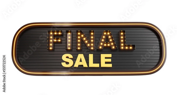 Obraz 3d label final sale with lights bulb