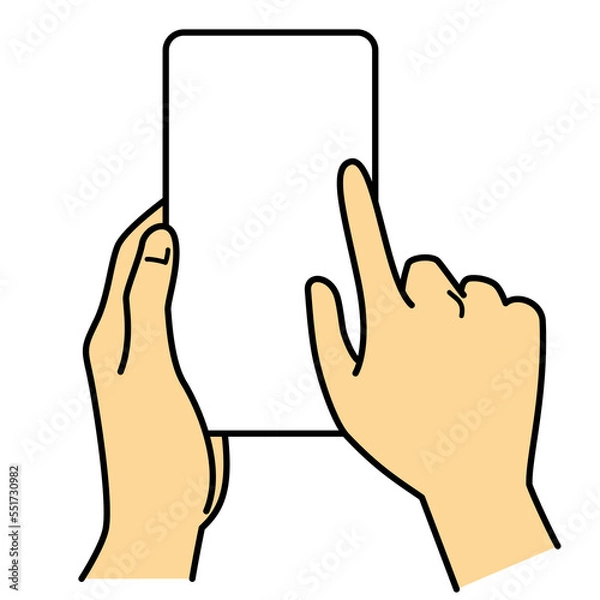 Obraz 手　スマホを持つ　操作する
