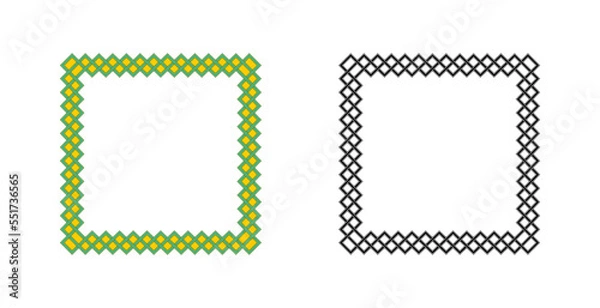 Obraz Blank Square Frame With Interlocking Square Pattern Geometric Ornament Vector Photo Image Template Illustration