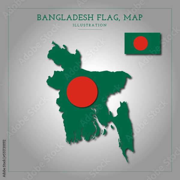 Obraz Bangladesh Flag Map Vector Illustration