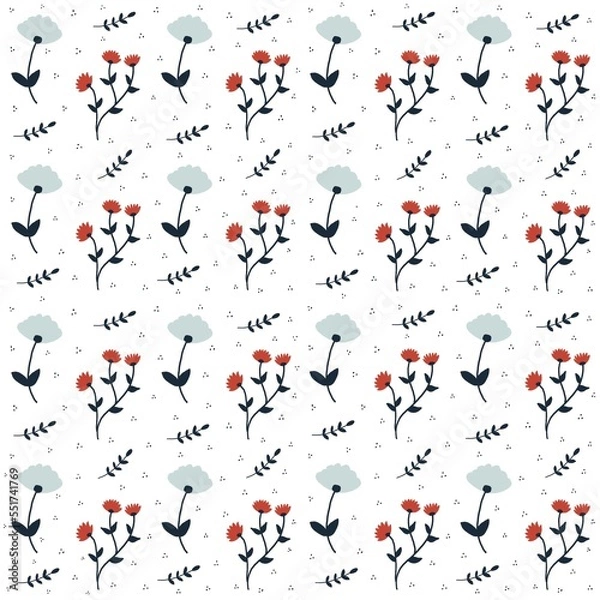 Obraz Floral Botanical seamless pattern . Colorful abstract illustration with leaves in doodle style.