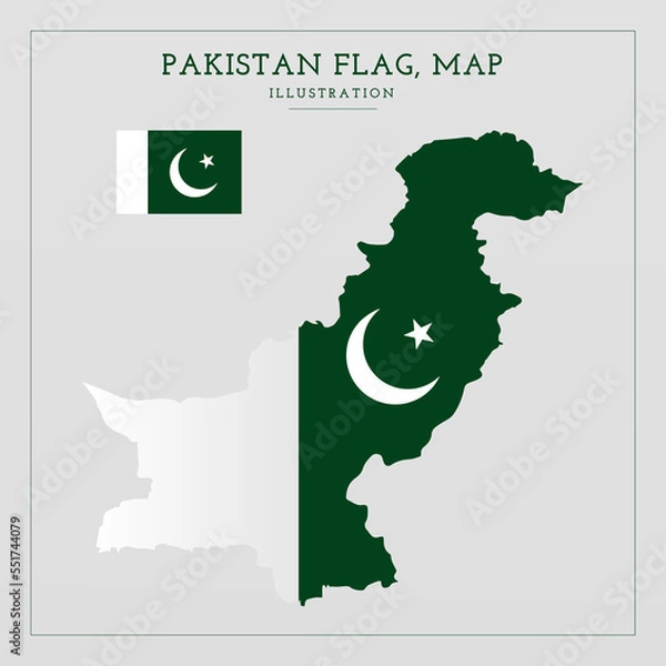 Obraz Pakistan Flag Map Vector Illustration