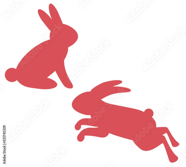 Obraz ウサギのシルエットのイラスト
