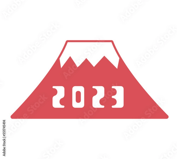 Obraz 2023年と書いた赤い富士山のイラスト