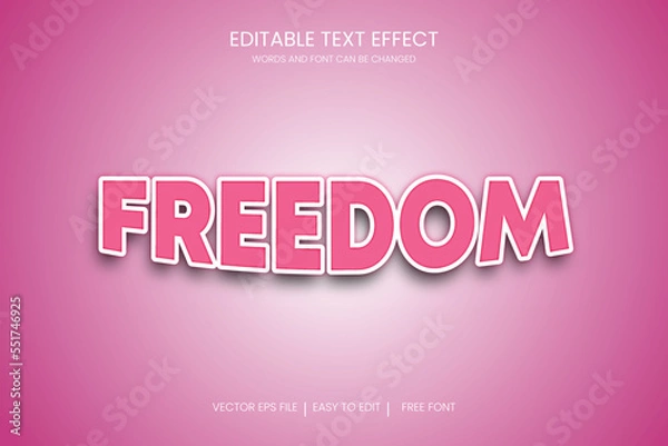 Fototapeta Freedom typography editable text effect design