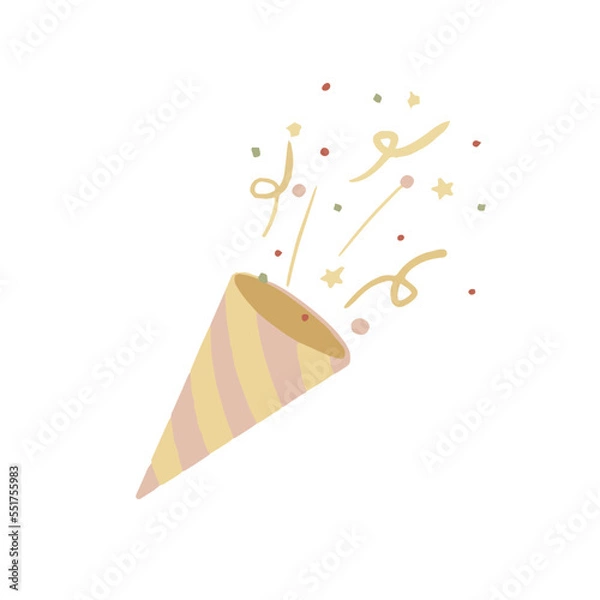 Fototapeta Hand-drawn cute isolated clip art illustration of party cracker