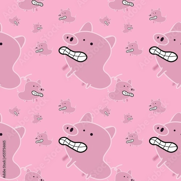 Fototapeta Cute cartoon character abstract pig seamless pattern. kid, background,wallpaper. Designing clothes, shirts, hats, etc.
