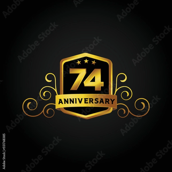 Fototapeta Happy 74th Year anniversary celebration vector template