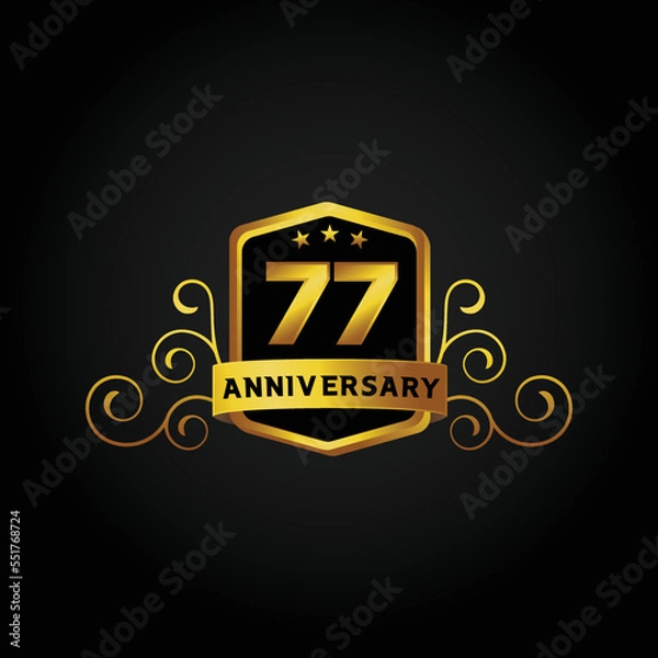 Fototapeta Happy 77th Year anniversary celebration vector template