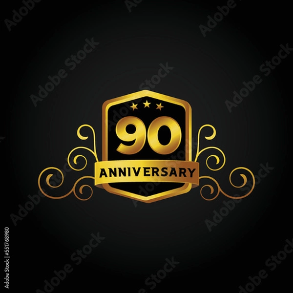 Fototapeta Happy 90th Year anniversary celebration vector template