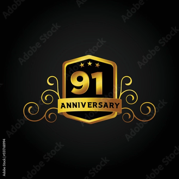 Fototapeta Happy 91st Year anniversary celebration vector template