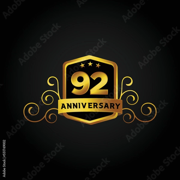 Fototapeta Happy 92nd Year anniversary celebration vector template