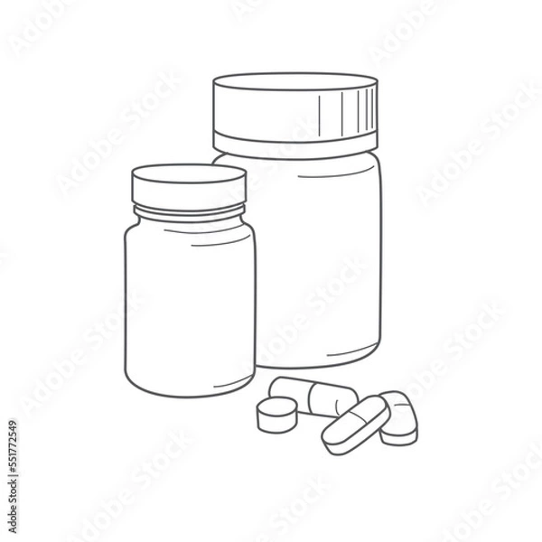 Fototapeta Vitamins, drugs, dietary supplements, vials, tablets and capsules