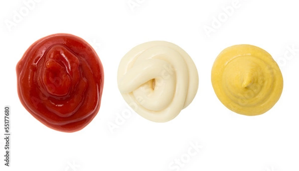 Obraz Ketchup Mustard and Mayonnaise stain blob
