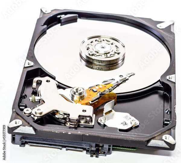 Fototapeta Hard disk isolated on a white background