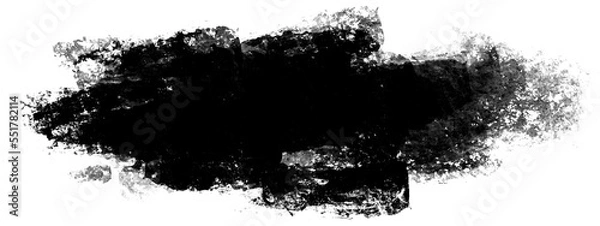 Fototapeta Abstract black brush stroke smudge, random splash of black paint, masking shapes for manipulation purposes, isolated object illustration with transparent background