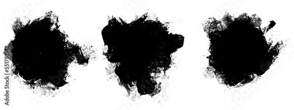 Fototapeta Abstract black brush stroke smudge, random splash of black paint, masking shapes for manipulation purposes, isolated object illustration with transparent background