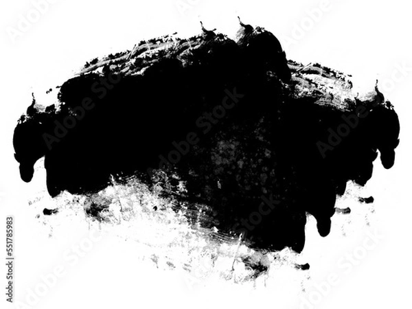 Fototapeta Abstract black brush stroke smudge, random splash of black paint, masking shapes for manipulation purposes, isolated object illustration with transparent background