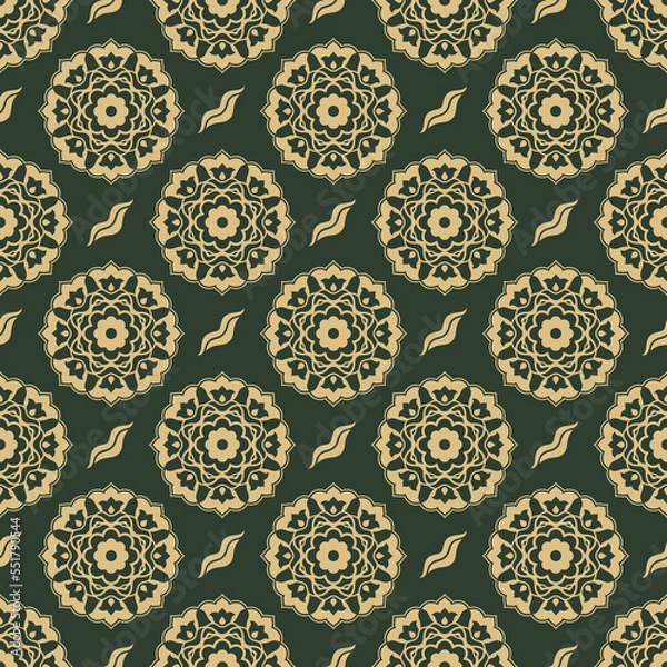 Fototapeta Seamless ornamental luxurious royal vector pattern in Ottoman Kaftan style. Use for fabric prints, weaving, knitting, home decoration, fashion design and bedding patterns