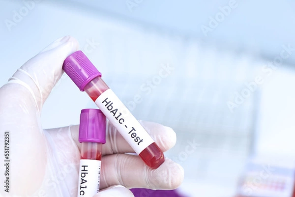 Fototapeta HbA1c test from blood , Blood samples to be analyzed in the laboratory