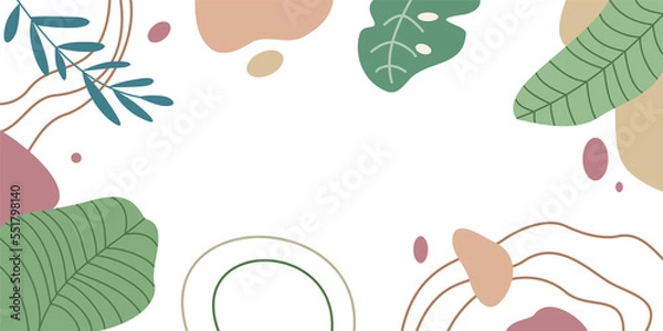 Fototapeta Abstract tropical floral frame illustration in trendy design style